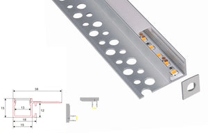 Profil en plâtre | Intégré | 1 mètre | Côté | Aluminium | 38x15 | Bande LED COB Livolo Nederland B.V.