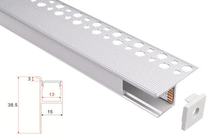 Plaster profile | Built-in | 1 Meter | Side | Aluminum | 38.5x15 | COB LED strip Livolo Nederland B.V.