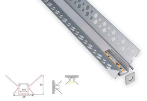Stucprofiel | Inbouw | 4 Meter | Buitenhoek | Aluminium | 26 x 24 | COB ledstrip Livolo Nederland B.V.
