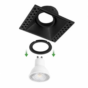 Spot encastrable sans garniture | Noir | Approfondi | Inclinable | Raccord GU10 | Carré | ▢ 83 mm Livolo Nederland B.V.
