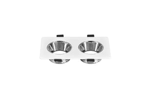Doppelte GU10-Leuchte | Weiß - Chrom | Neigbar und verstellbar | Einbaustrahler | Rechteck | ø 2x76mm Livolo Nederland B.V.