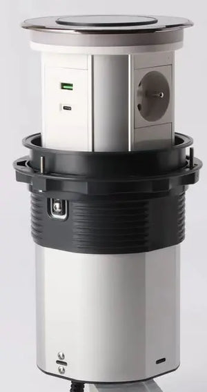 Zwart Glazen Design | Automatische pop-up stekkerdoos | USB en USB-C + 3 Stopcontacten | France Livolo Nederland B.V.