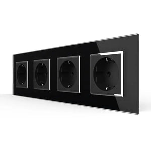 Livolo | Zwart | SR+SR+SR+SR | Wandcontactdoos | Chrome frame Livolo Nederland B.V.