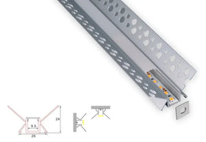 Stucprofiel | Inbouw | 1 Meter | Buitenhoek | Aluminium | 26 x 24 | COB ledstrip Livolo Nederland B.V.