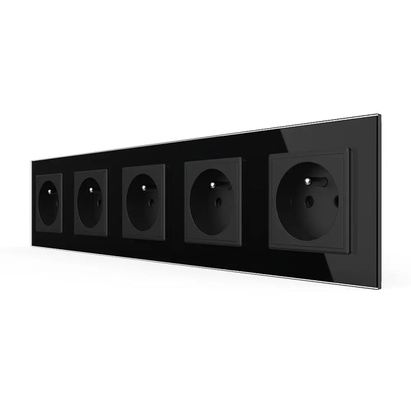 Livolo | Zwart | SR+SR+SR+SR+SR | Wandcontactdoos | France Livolo Nederland B.V.