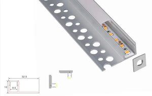 Stucprofiel | Inbouw | 1 Meter | Zijkant | Aluminium | 32.5 x 13 | COB ledstrip Livolo Nederland B.V.