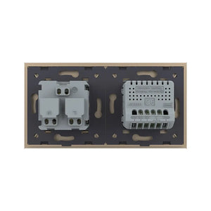 Livolo | Goud | 2+SR | Aan/Uit | Schakelaar met wandcontactdoos | France Livolo Nederland B.V.