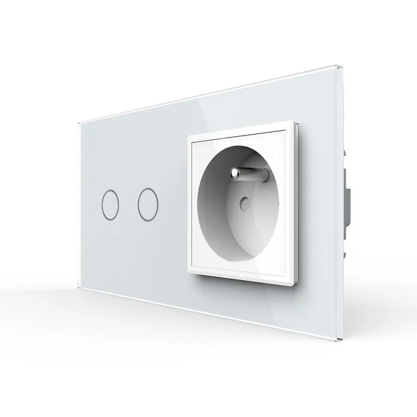 Livolo | Wit | 2+SR | Aan/Uit | Schakelaar met wandcontactdoos | France Livolo Nederland B.V.