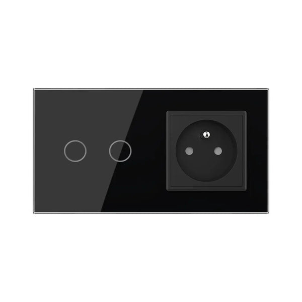 Livolo | Zwart | 2+SR | Aan/Uit | Schakelaar met wandcontactdoos | France Livolo Nederland B.V.